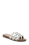 Sam Edelman Women's Bay 14 Ball Studded Leather Slide Sandals In Bright White