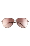 Quay High Key 68mm Aviator Sunglasses In Bronze / Brown To Pink Mirror