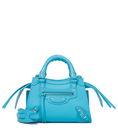 Balenciaga Neo Classic Mini Leather Crossbody In Blue