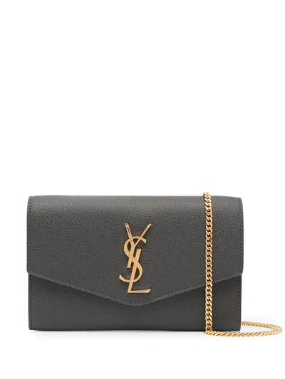 Saint Laurent Uptown Textured-leather Shoulder Bag In Grau