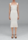 Galvan Atalanta Pleated Stretch-knit Midi Dress In Pearl