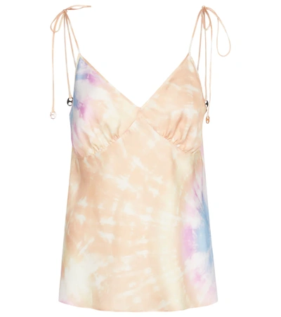 Rabanne Gathered Tie-dyed Satin Camisole In Gelb