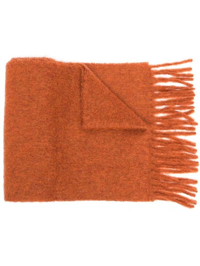 Marni Logo-patch Alpaca-blend Scarf In Brown