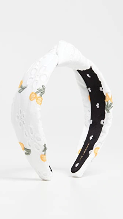 Lele Sadoughi Lemon Eyelet Knotted Headband In White