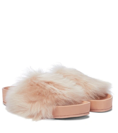 Jil Sander Toscana Shearling Fur Slide Sandals In Neutrals | ModeSens