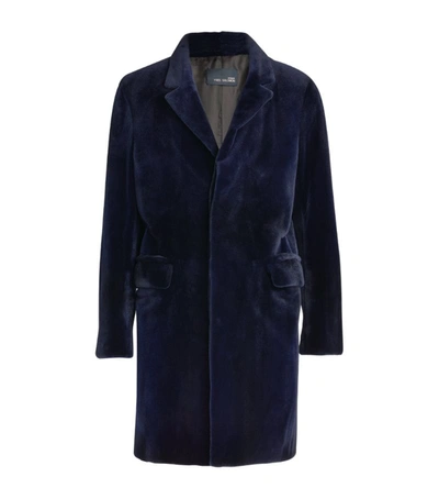 Yves Salomon Homme Mink Tailored Overcoat In Blue | ModeSens