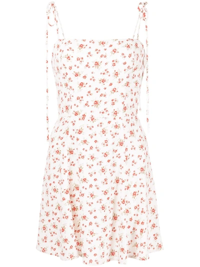 Reformation Bisque Floral Print Mini Dress In White