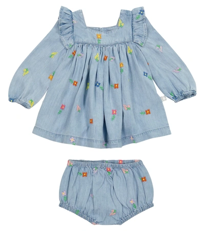 Stella Mccartney Babies' Multi Floral-embroidered Lyocell Dress 3-36 Months 6 Months