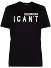 Dsquared2 Slogan Printed Crewneck T-shirt In Black