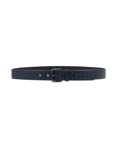 Bottega Veneta Leather Belt In Dark Blue
