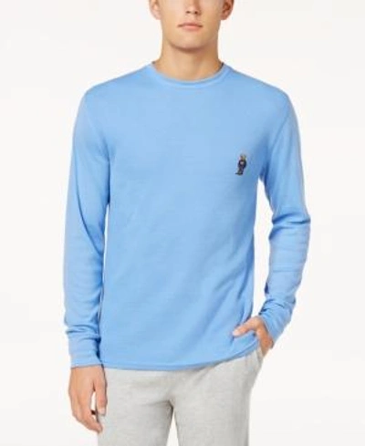 Polo Ralph Lauren Bear Men's Ultra Soft Waffle-knit Thermal Shirt In Harbour Island Blue