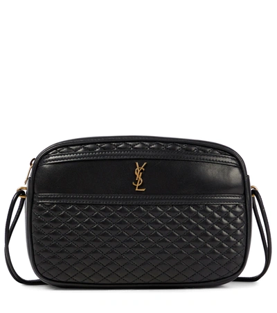 Saint Laurent Victoire Quilted Leather Camera Bag In Black