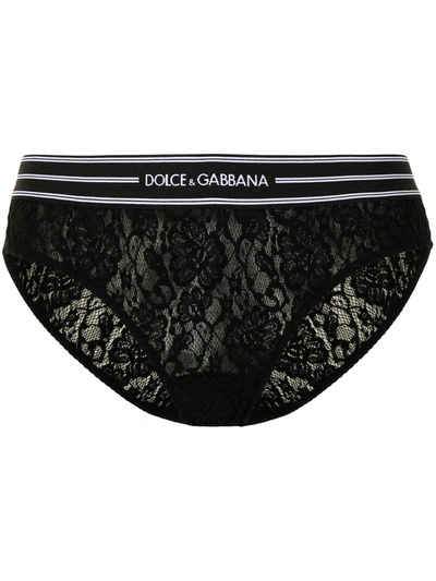 Dolce & Gabbana Lace Briefs With Branded Band In Black