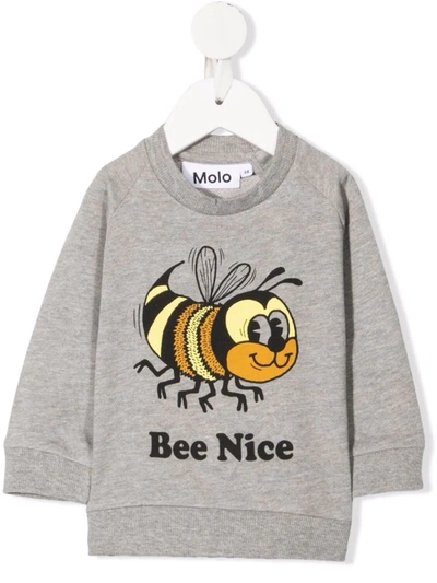 Molo Grey Disco Sweatshirt For Baby Kids With Bee