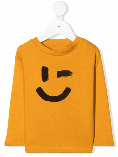 Molo Orange Eki T-shirt For Baby Kids With Smile In Yellow