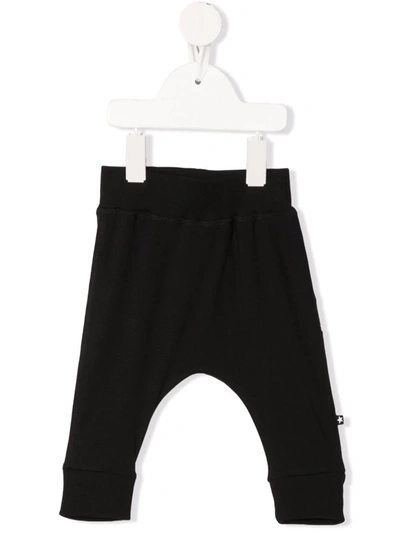 Molo Babies' Sammy Stretch-organic Cotton Track Trousers In 黑色