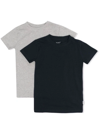 Molo Kids' Jamie Stretch-organic Cotton T-shirt Pack Of 2 In Navy