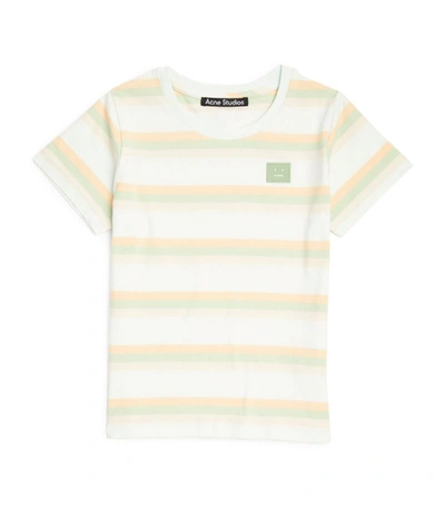 Acne Studios Striped Nash Face T-shirt (3-10 Years) In Green