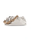 Bottega Veneta The Chain Pouch Leather Clutch In Plaster