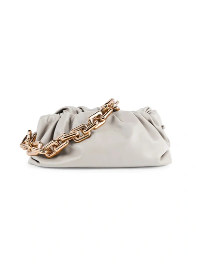 Bottega Veneta The Chain Pouch Leather Clutch In Plaster