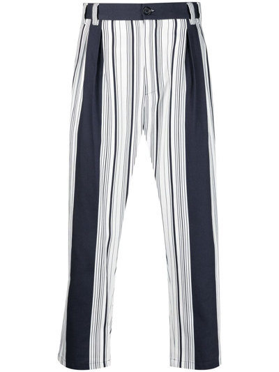Dolce & Gabbana Striped Straight-leg Trousers In Blau