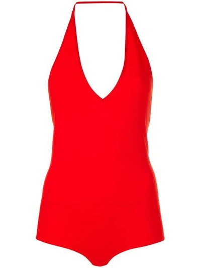 Givenchy Halterneck Fitted Bodysuit In Bright Red