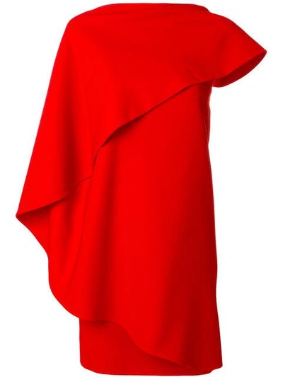 Givenchy Asymmetric Sleeve Dress In Red