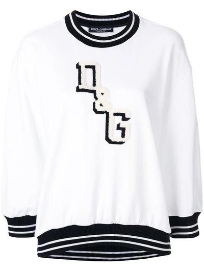 Dolce & Gabbana Cotton Sweatshirt With Patch In White