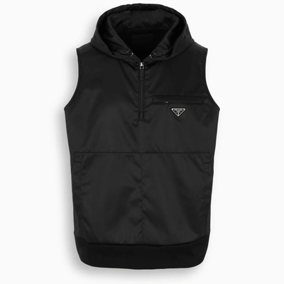 Prada Re-nylon And Cotton Gilet In Black