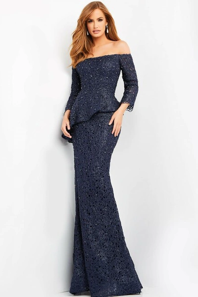 Jovani Lace Off The Shoulder Evening Gown