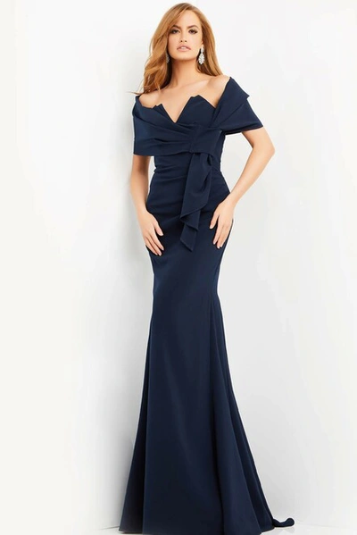 Jovani Strapless Crepe Gown With Wrap