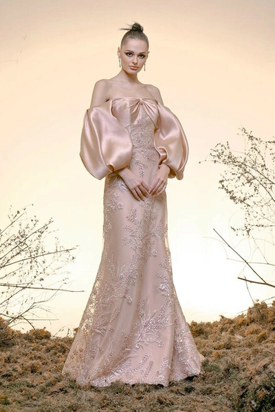 Mark Bumgarner Off Shoulder Silk Gazar Gown