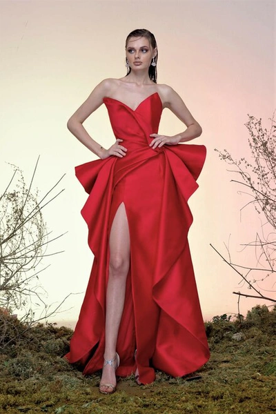 Mark Bumgarner Silk Gaza Slit Gown