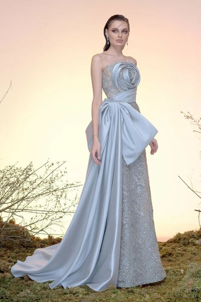 Mark Bumgarner Silk Gazar And Lace Gown