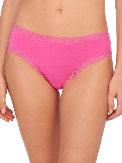 Natori Bliss Lace-trim Cotton Brief Underwear 156058 In Rosebloom