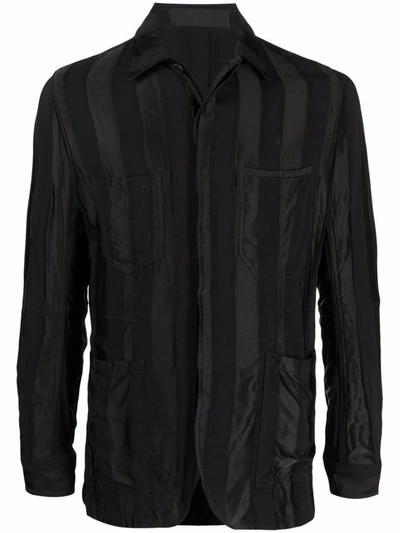 Haider Ackermann Striped Buttoned Shirt Jacket In Black
