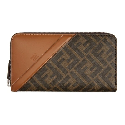 Fendi Cotton Wallet With Leather Insert With Ff Motif In F1dza - Tab