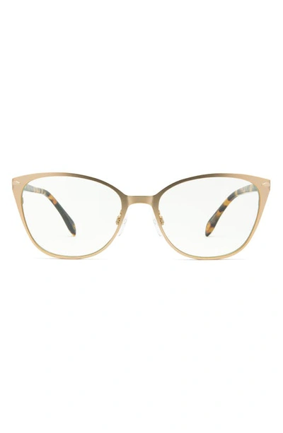 Mita 54mm Blue Light Blocking Cat Eye Glasses In Shiny Gold/ Clear
