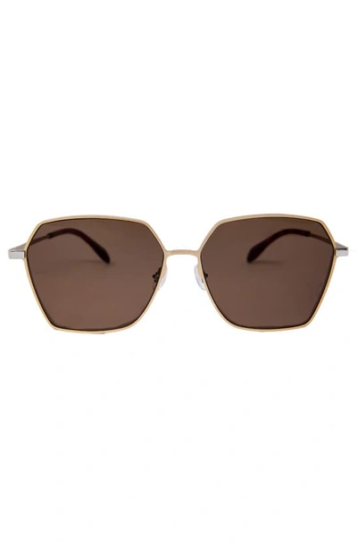 Mita Tuscany 63mm Oversized Square Sunglasses In Matte Gold / Gradient Brown