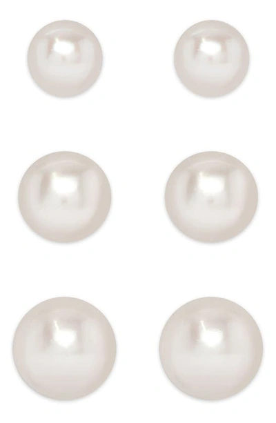 Lily Nily Kids' 3-pair Pearl Stud Earrings In Silver