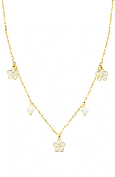 Lily Nily Kids' Flower & Pearl Charm Necklace In Gold