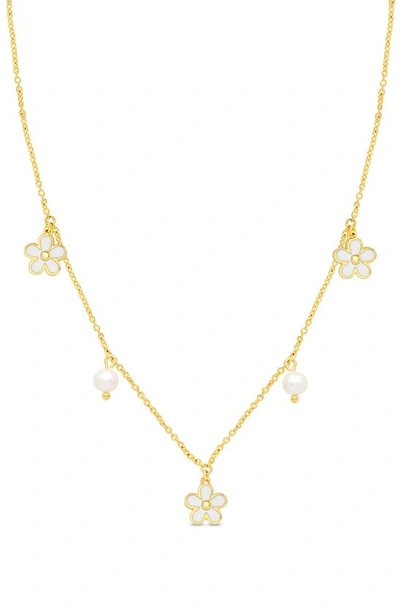 Lily Nily Kids'  Flower & Pearl Charm Necklace In Gold