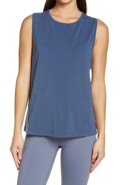 Zella Work For It Easy Tank Top In Navy Denim