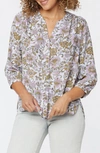 Nydj Perfect Printed Henley Blouse In Meadowland