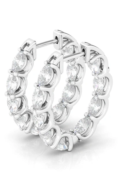 Hautecarat Oval Lab-created Diamond Inside Out 14k Gold Hoop Earrings In White Gold