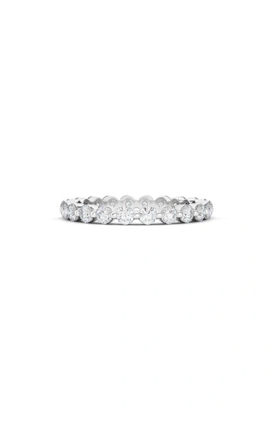 Hautecarat Lab Created Diamond Single Prong 18k Gold Eternity Band Ring In White Gold