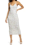 Afrm Amina Sleeveless Midi Dress In Blanc Ditsy