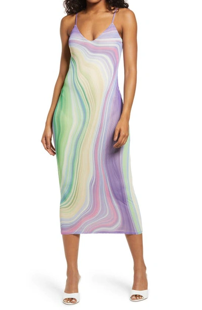 Afrm Amina Sleeveless Midi Dress In Abstract Wave