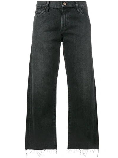 Simon Miller Black Distressed Mid Rise Cropped Jeans In Grey