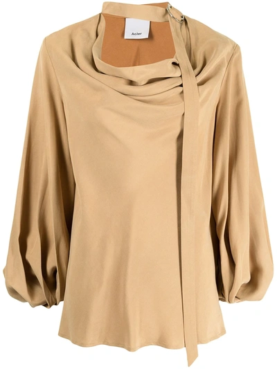 Acler 'daleside' Strap Collar Detail Drape Neck Blouse In Neutral